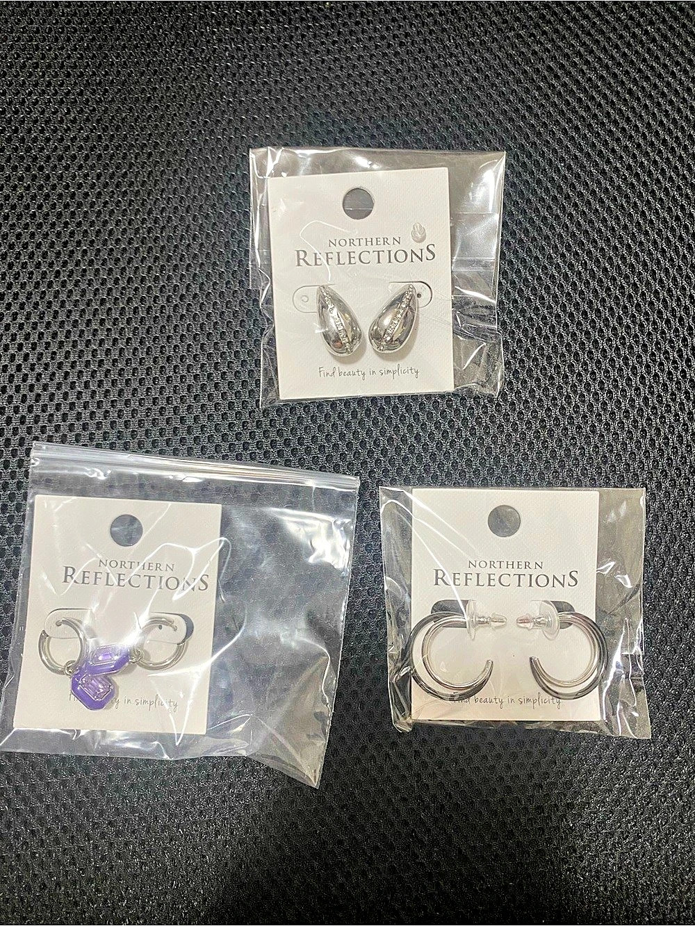 Northern Reflections Earrings Set in Silver & Purple NWT